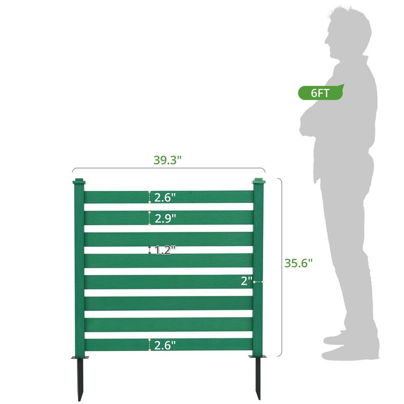 Courtyard Privacy Fence Without Digging Pits, Easy To Set Up, No Damage To The Ground,2,4-Panel - 39.3 in. W x 35.6 in. H