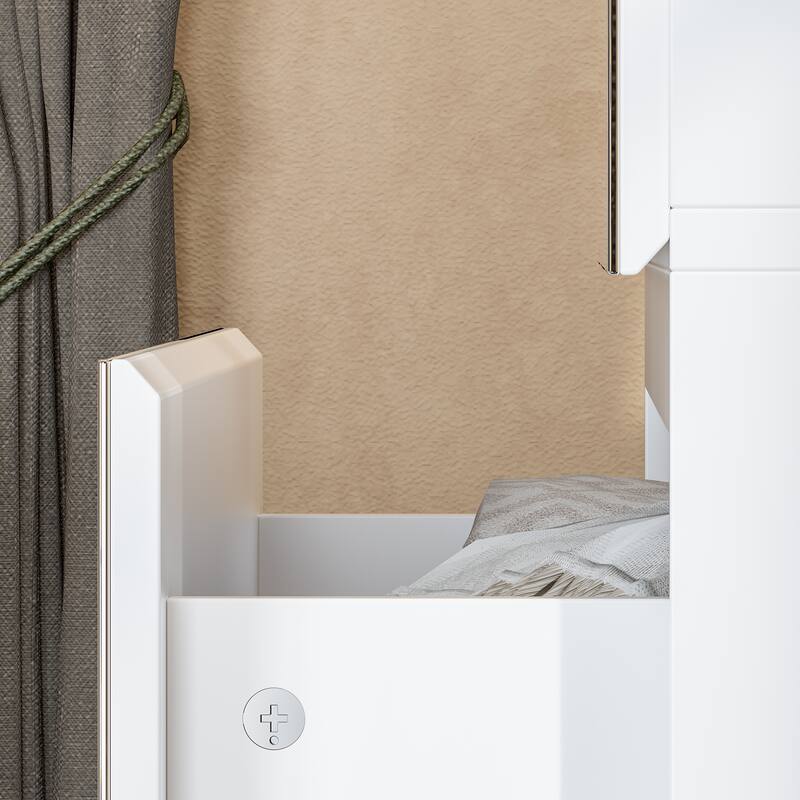 Modular Wardrobe (White with All Mirror) Closet Cabinet Armoires