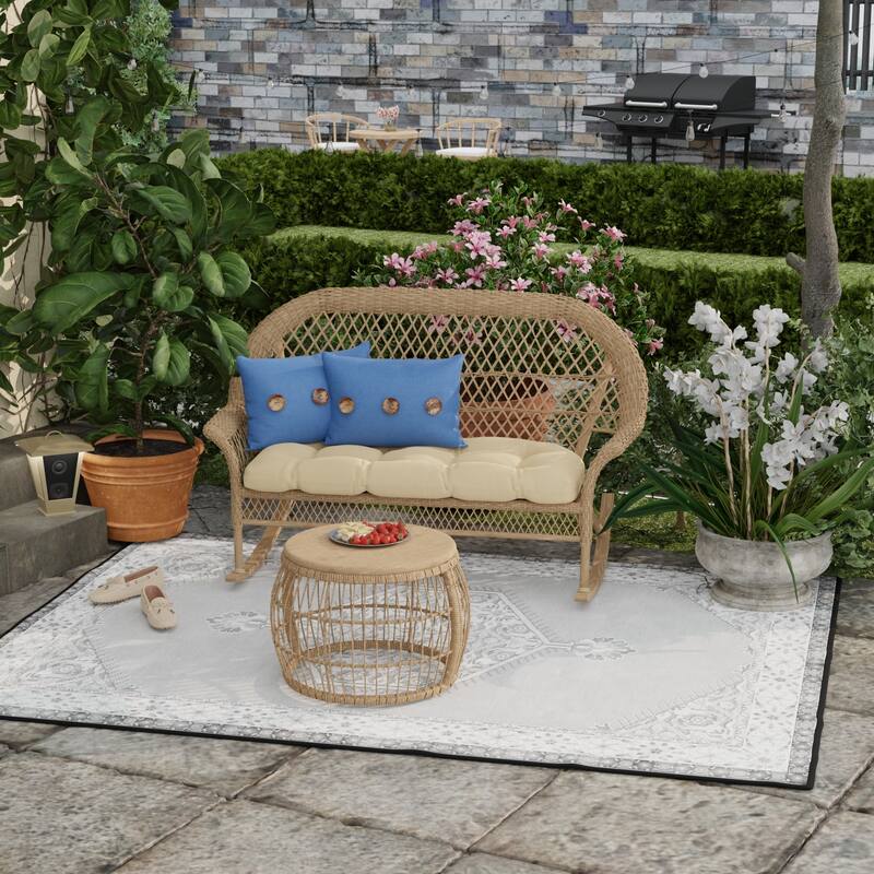 20" x 13" Outdoor Lumbar Pillow with Buttons - Set of 2 - 13'' L x 20'' W x 6'' H - Athens Mystic