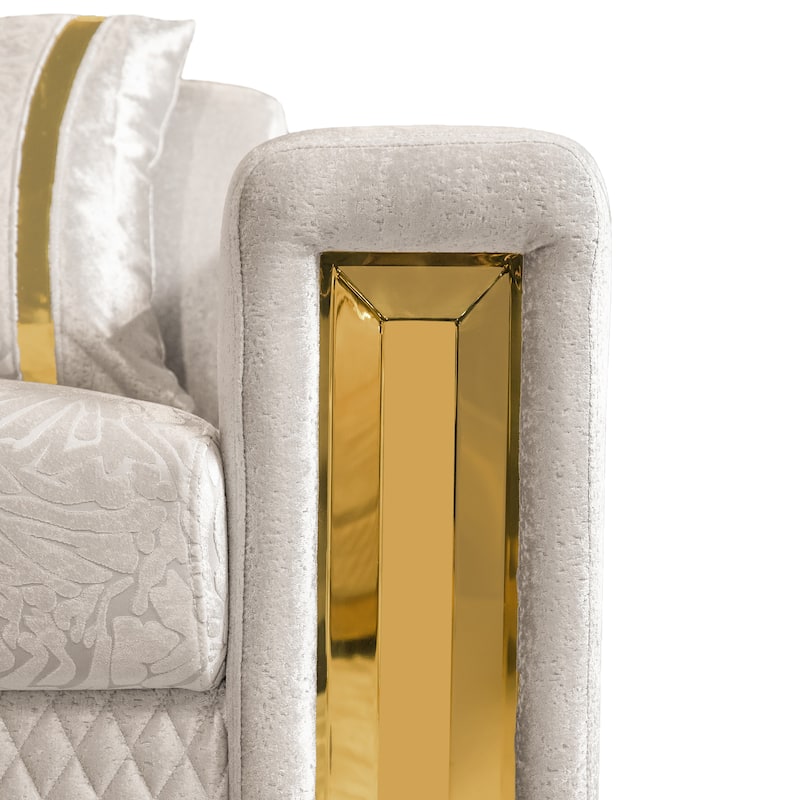 Furniture of America Maxine Glam Solid Wood Sofa with Accent Pillows