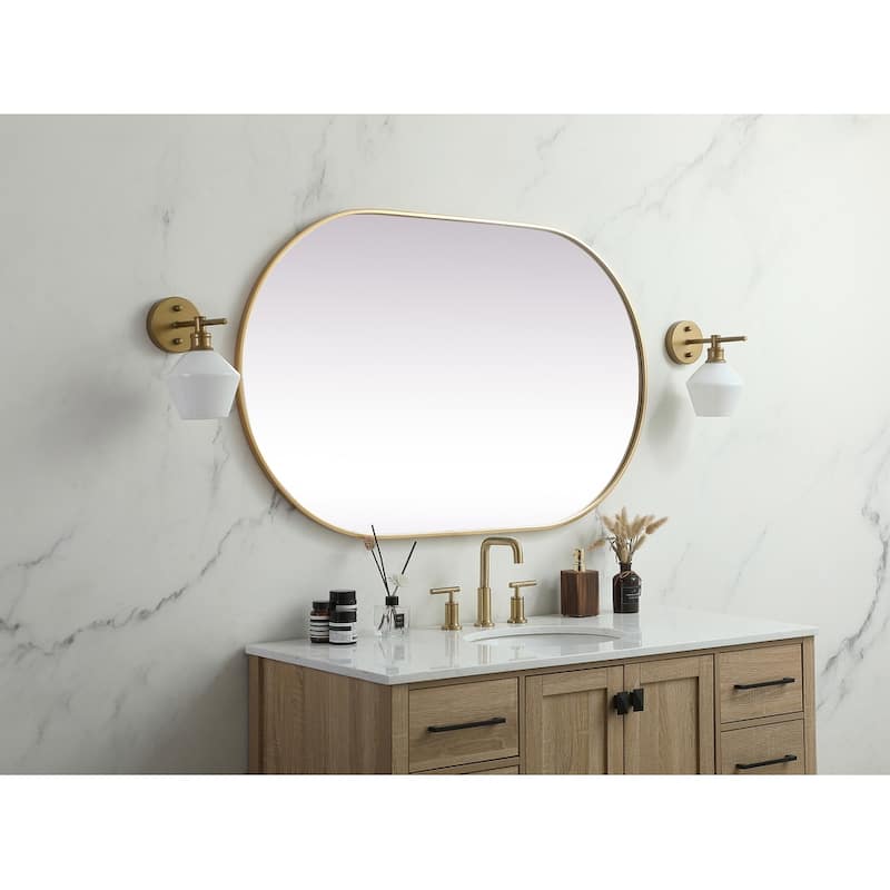 Indigo Home Metal Frame Oval Mirror 30x48 Inch