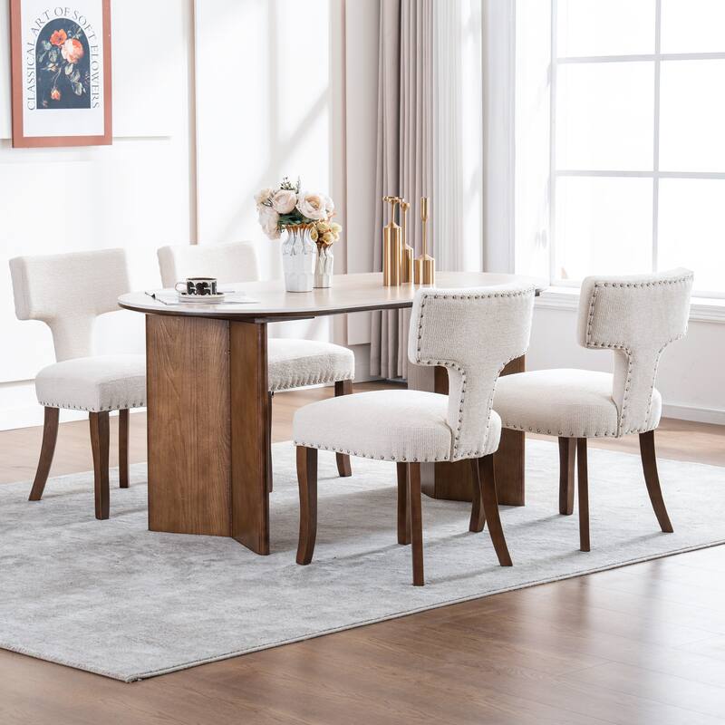 Upholstered Mordern Design T Back Dining Side Chair- Set of 2