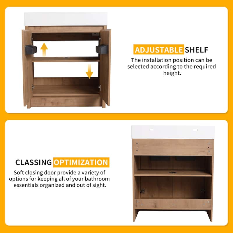 Beingnext 24"/30"/48"/60" Bathroom Vanity with Sink, Freestanding Bathroom Vanity with Soft Close Door