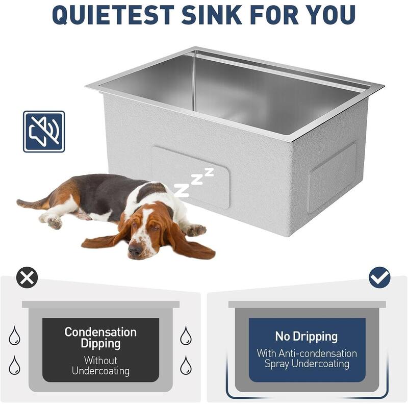 23"X18"X10" Undermount Kitchen Sink for Easy Installation (Not Included Faucet)