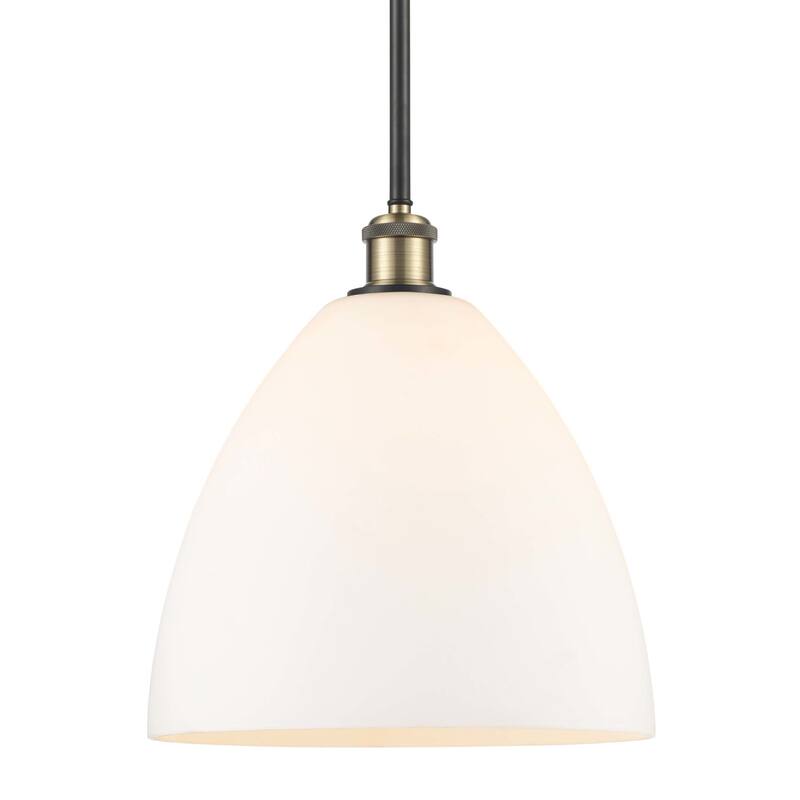 Innovations Lighting 516-1S-13-12 Bristol Pendant Bristol 12" Wide - Black Antique Brass / Matte White