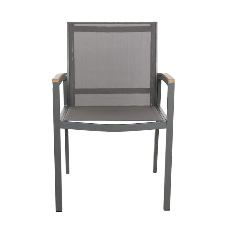 Luton Aluminum Outdoor Dining Chairs with Faux Wood Accents by Christopher Knight Home