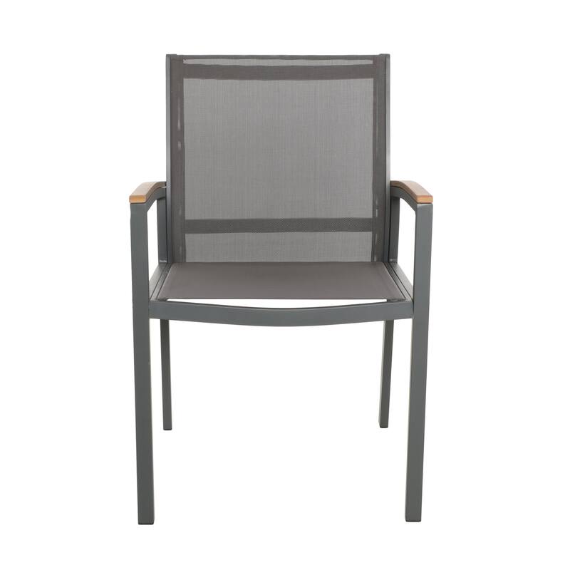 Roomfitters Outdoor Dining Chair with Aluminum Frame, Comfortable Patio Seating for Garden or Balcony Spaces, Grey