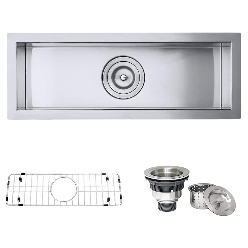 Ruvati 23" x 8" Bar Prep Sink Narrow Trough Undermount 16 Gauge Stainless Steel Single Bowl - RVH7120 - 23″ x 8-1/2