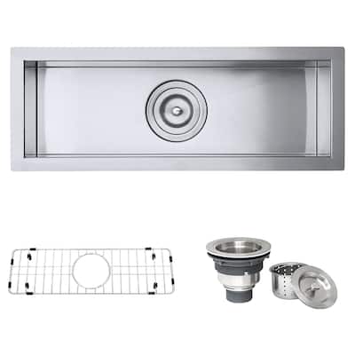 Ruvati 23" x 8" Bar Prep Sink Narrow Trough Undermount 16 Gauge Stainless Steel Single Bowl - RVH7120 - 23″ x 8-1/2