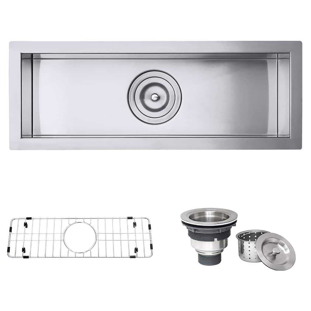 Ruvati 23" x 8" Bar Prep Sink Narrow Trough Undermount 16 Gauge Stainless Steel Single Bowl - RVH7120 - 23″ x 8-1/2