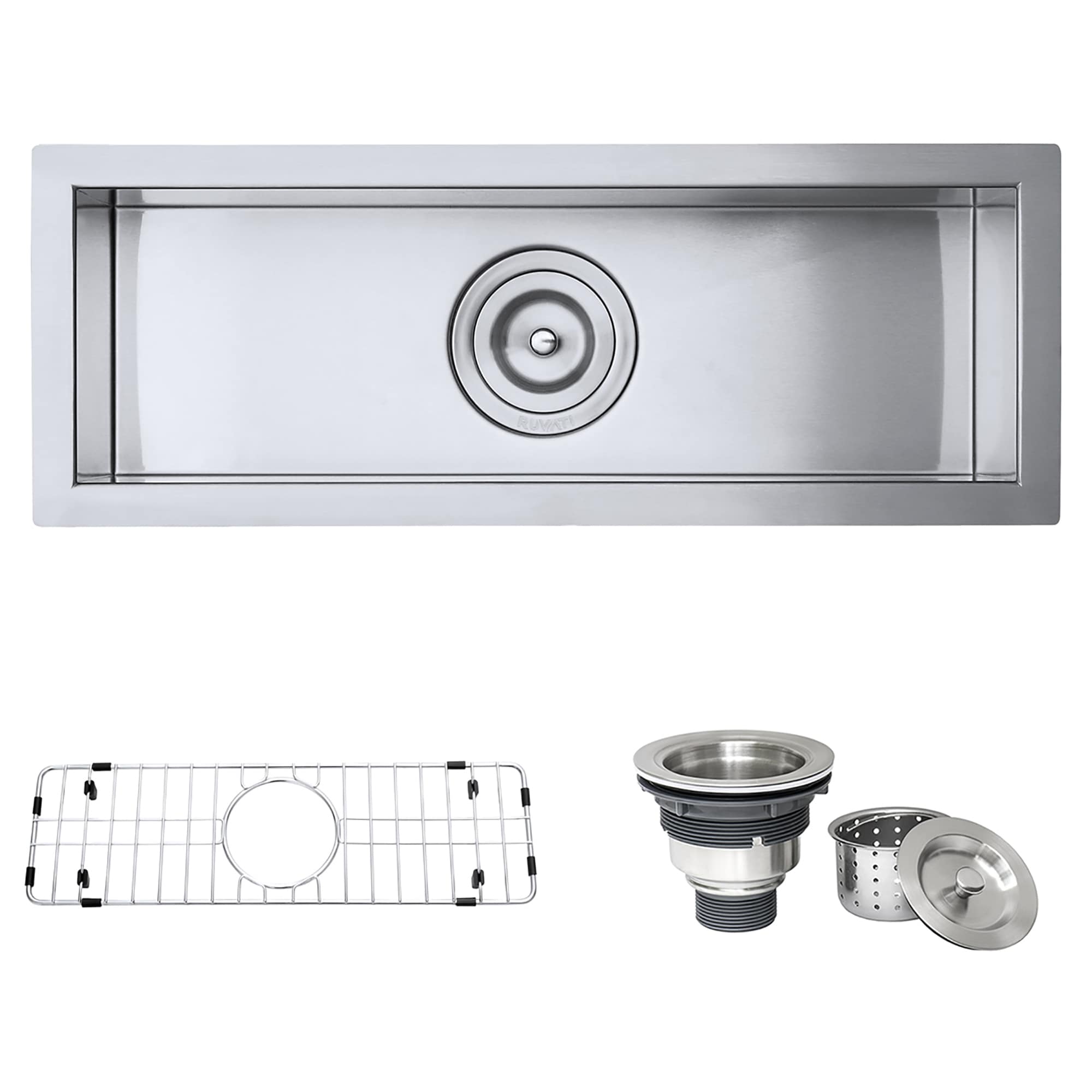 Ruvati 23" x 8" Bar Prep Sink Narrow Trough Undermount 16 Gauge Stainless Steel Single Bowl - RVH7120 - 23″ x 8-1/2