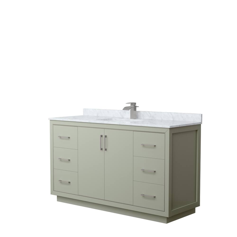 Icon Single Vanity Set, White Carrara Marble Top, No Mirror