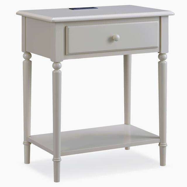 Coastal Nightstand/Side Table with AC/USB Charger
