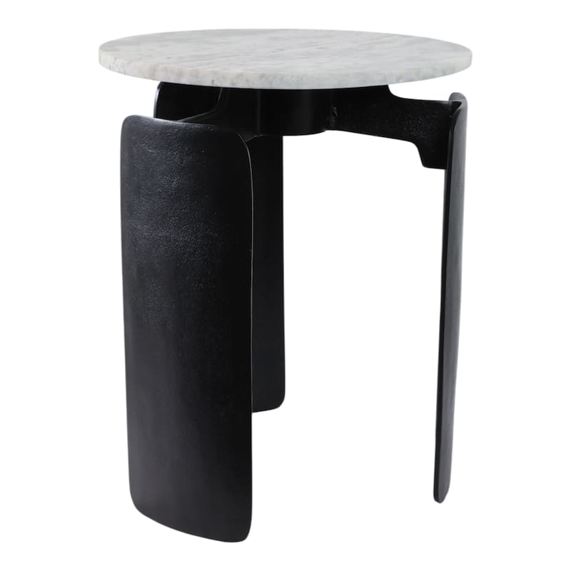 Round Marble Top Modern Accent Table with Aluminum Base - 20" Gray - 16.25" x 16.25" x 20"