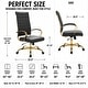 preview thumbnail 100 of 98, Benmar Ribbed Leather Executive High Back Office Chair with Gold Frame, Swivel, Tilt, Lumbar Support