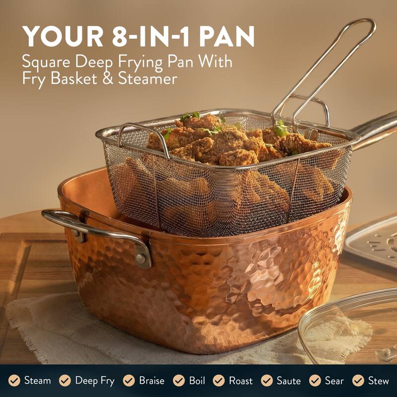 Gotham Steel Hammered Pots and Pans Copper 20 Piece Ceramic Nonstick Induction Cookware and Bakeware Set