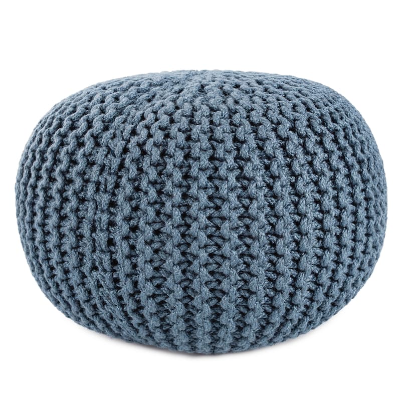 Asilah Indoor and Outdoor Round Pouf - 20"X20"X14" - Blue