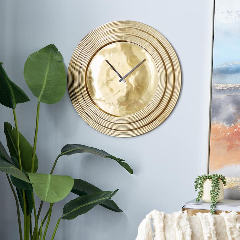 Aluminum Metal Decorative Wall Clock - Silver or Gold - Roche River Decor