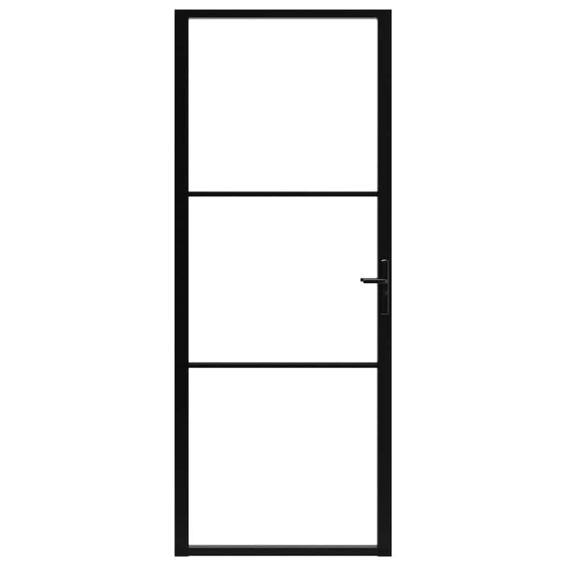 vidaXL Glass Door Interior Door with Alloy Handle ESG Glass and Aluminum Black