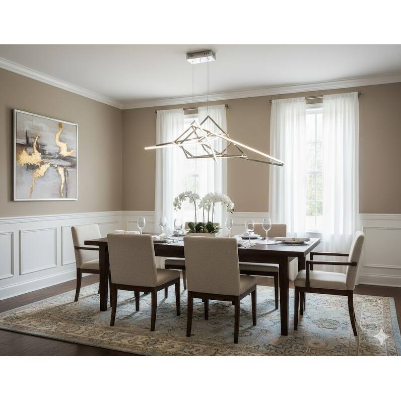 1-Light L52.8" Chrome Stainless Steel LED Chandelier with White Acrylic Diffusers