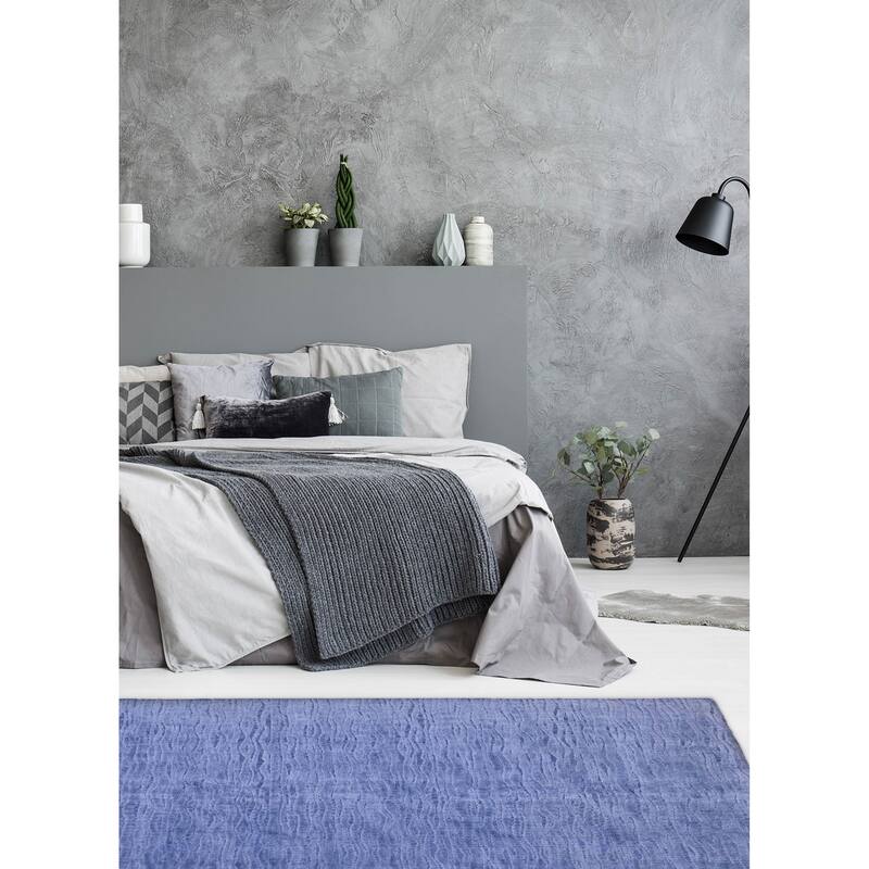 ECARPETGALLERY Hand Loomed Elysian Slate Blue Viscose Rug - 5'10 x 8'11