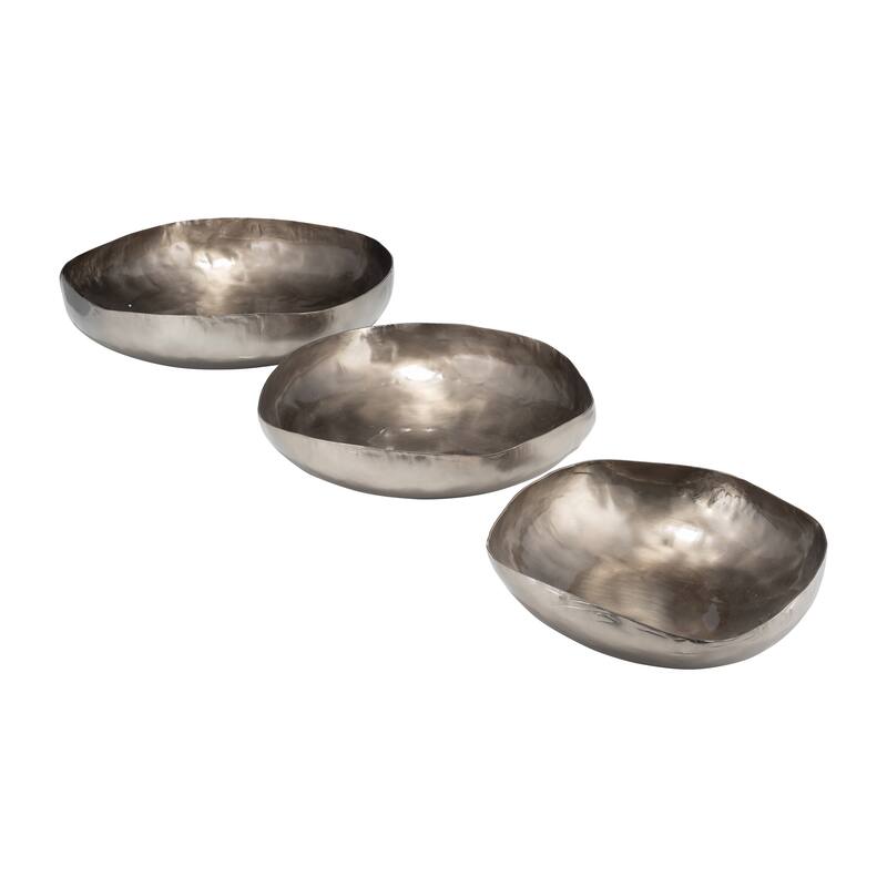 Modern Bowl Design with Smooth Curved Shape - Set of 3, 17", Bronze - 17" x 17" x 4" - Bronze/ Copper - 17" x 17" x 4"