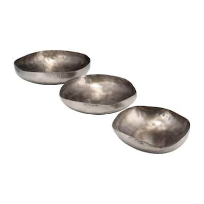 Modern Bowl Design with Smooth Curved Shape - Set of 3, 17", Bronze - 17" x 17" x 4"
