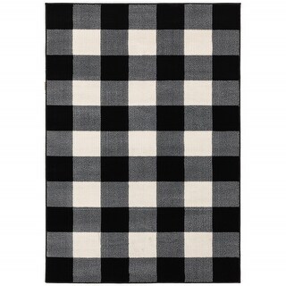 5' x 7' Monochromatic Gingham Pattern Indoor Area Rug - 3'6