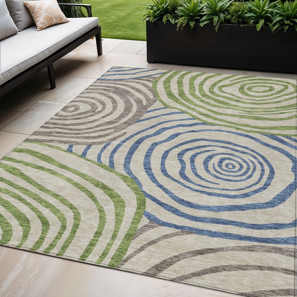 HomeRoots Abstract Transitional Rectangle Outdoor Rug