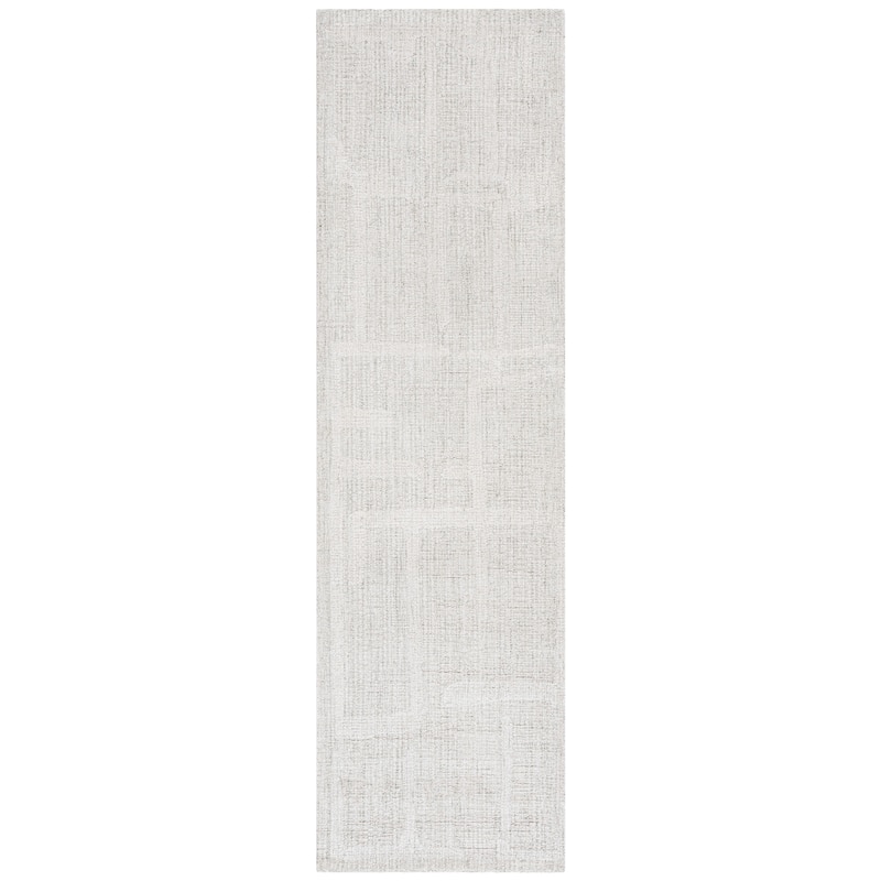 SAFAVIEH Handmade Abstract Bjargey Contemporary Wool Rug - 2'3" x 8' Runner - Sage Green/Ivory