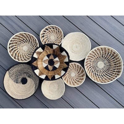 Set Of 8 Natural Color Wall Hanging Baskets 7.5"-12"