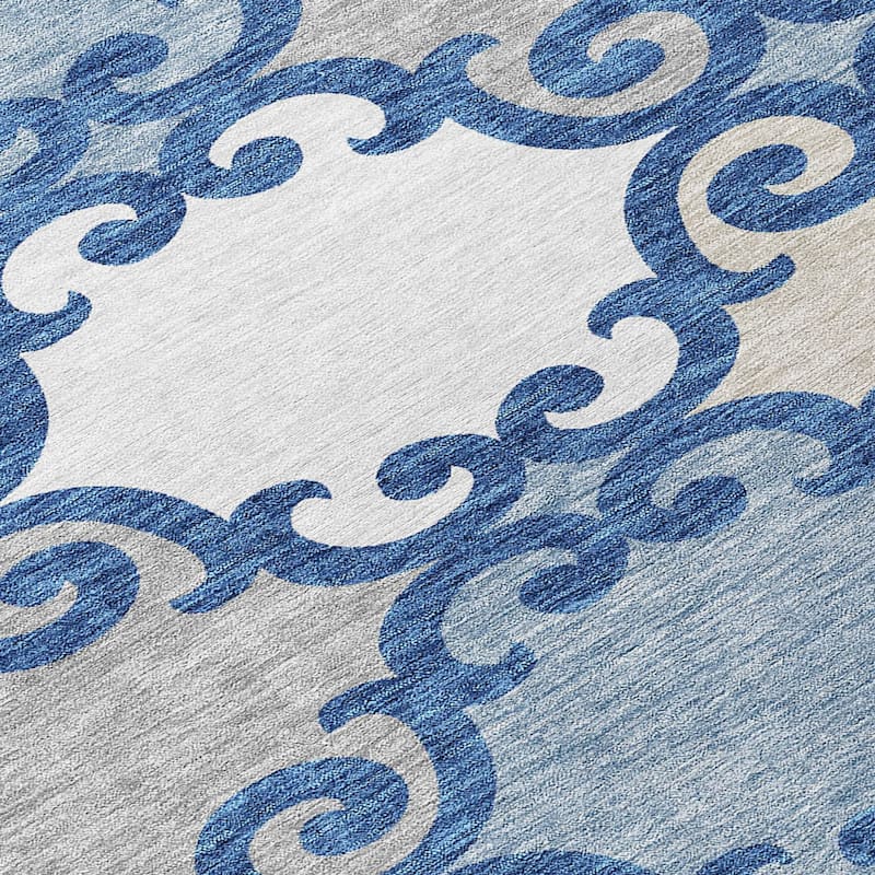 Machine Washable Indoor/ Outdoor Chantille Scroll Rug