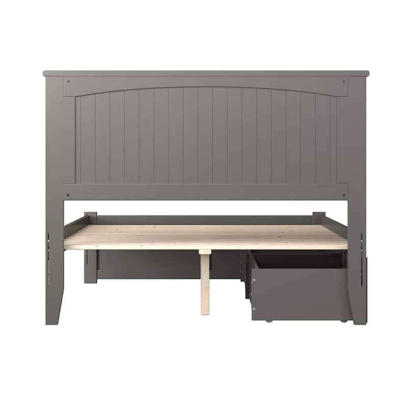 Nantucket Full Platform Bed with Footboard and 2 Bed Drawers in Grey