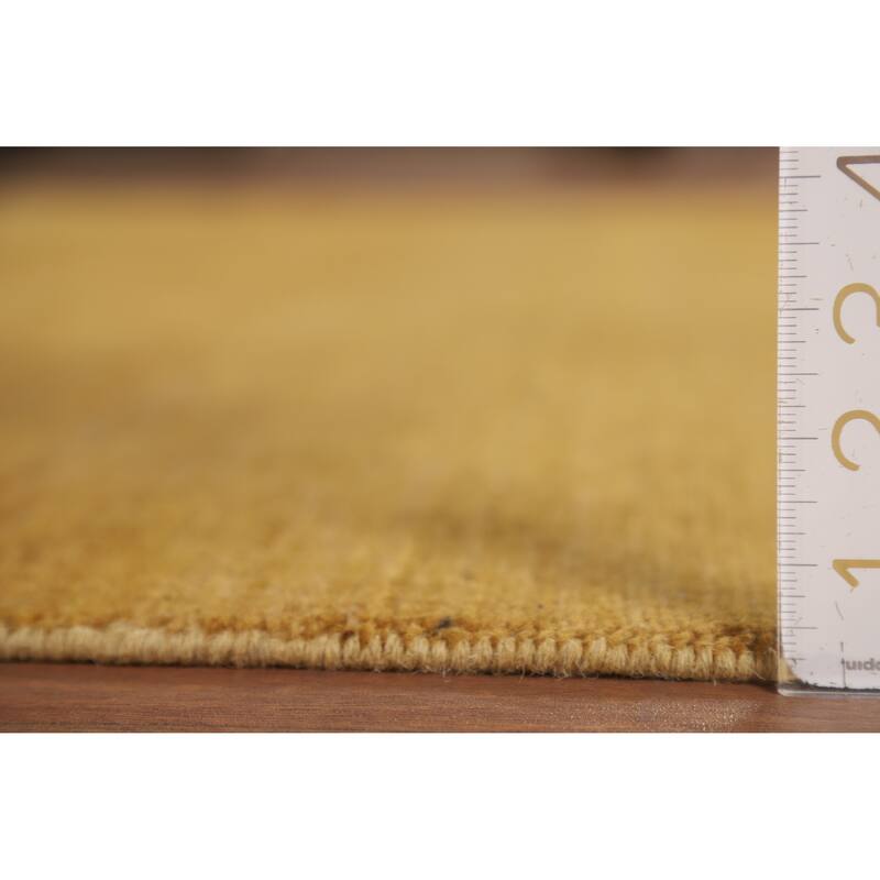 Yellow Gabbeh Oriental Square Area Rug Handmade Wool Carpet - 6'7" x 6'8"