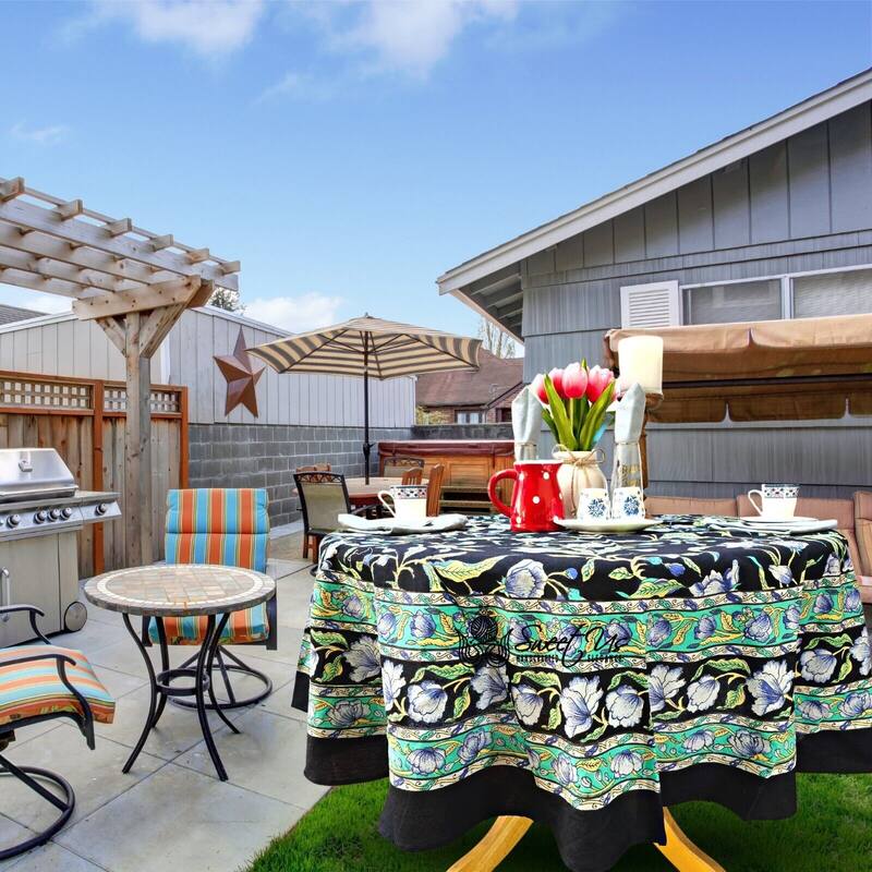 Cotton Sweet French Country Floral Tablecloth Round, Runner