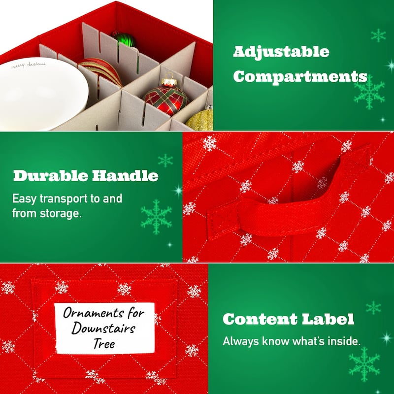Holiday Ornaments Storage Cube with 64 Individual Compartments