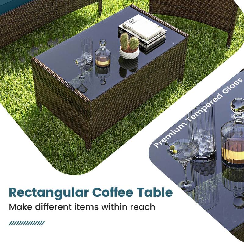Gymax Set of 4 Furniture Set w/ Washable Cushions & Tempered Glass