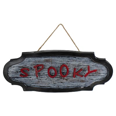 20.5" Red and Gray Animated 'Spooky' Halloween Sign