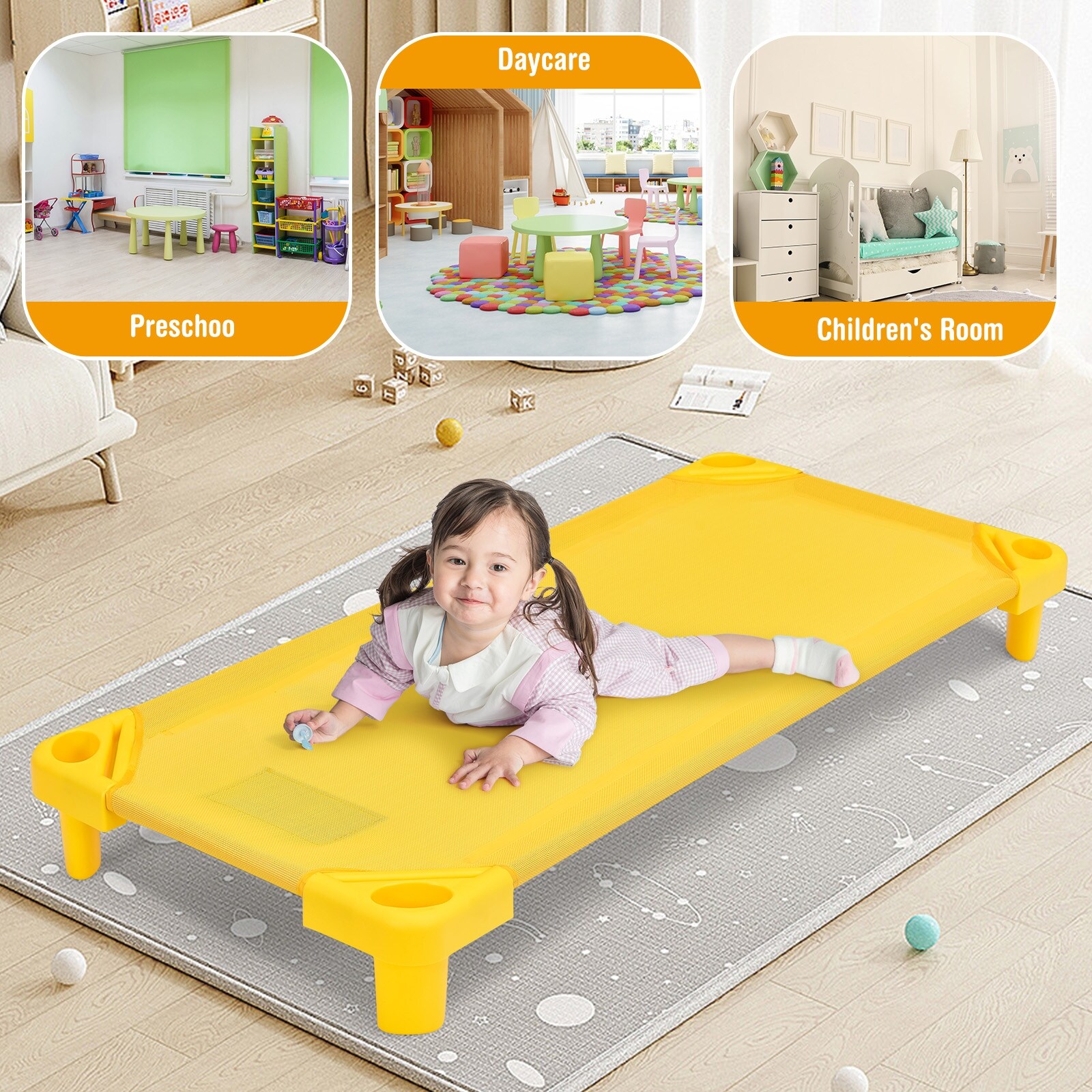 Naptime. ‎little( ఠఠ̲ఠ ) Pack of 4 Colorful Kids Stackable Naptime Cot - 51