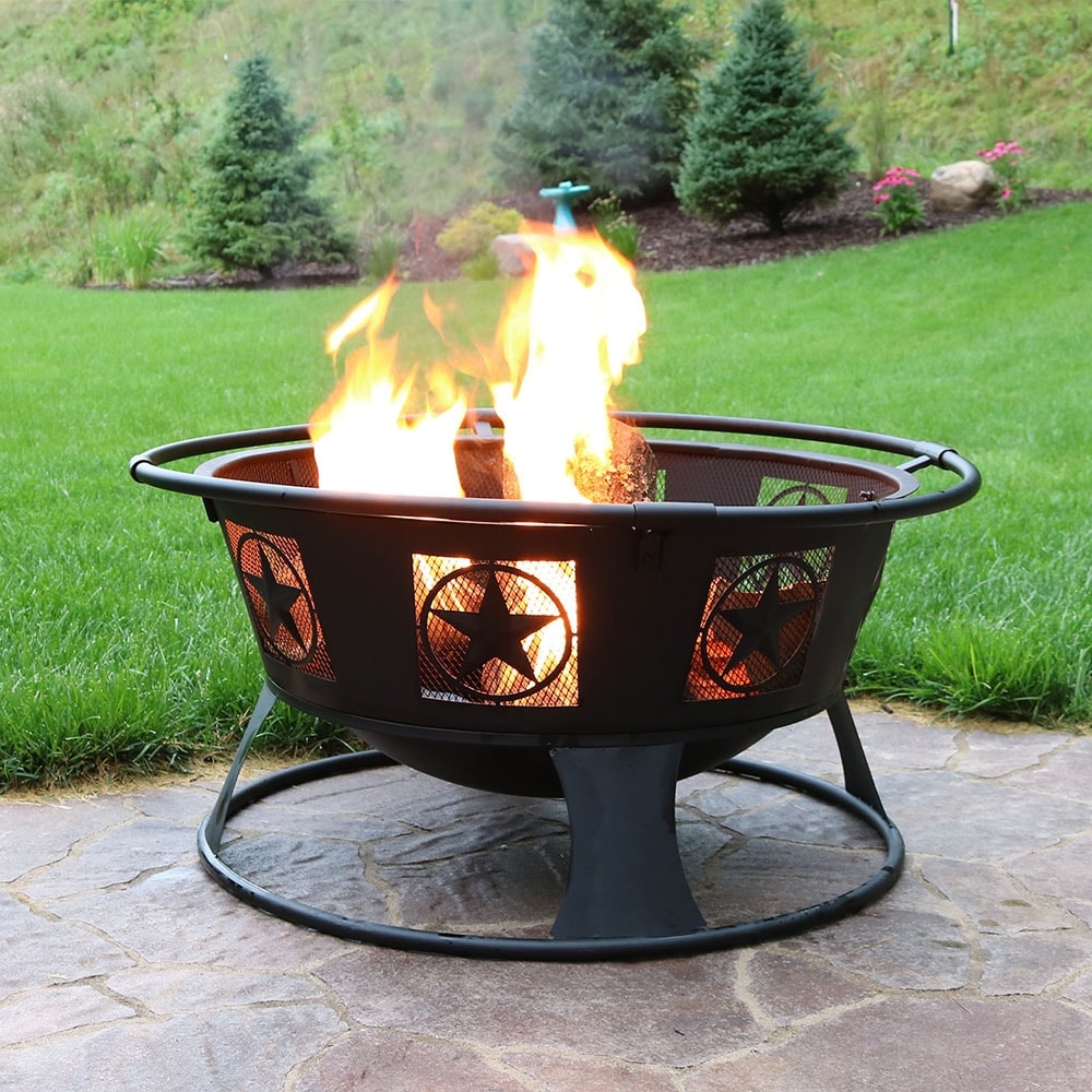 Shop Sunnydaze Endless Nights Large Wood Burning Fire Pit With Spark Screen 36 Inch Overstock 12171549