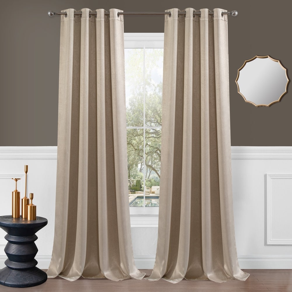 Dainty Home Brookville Metallic Sheen Blackout Grommet Single Panel Extra Wide Curtains