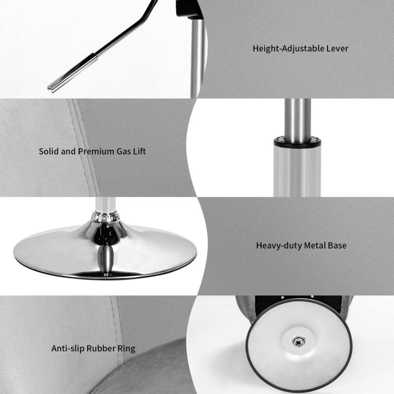 Gymax Set of 2 Modern Velvet Chair Height Adjustable Bar Stool Swivel - See Details