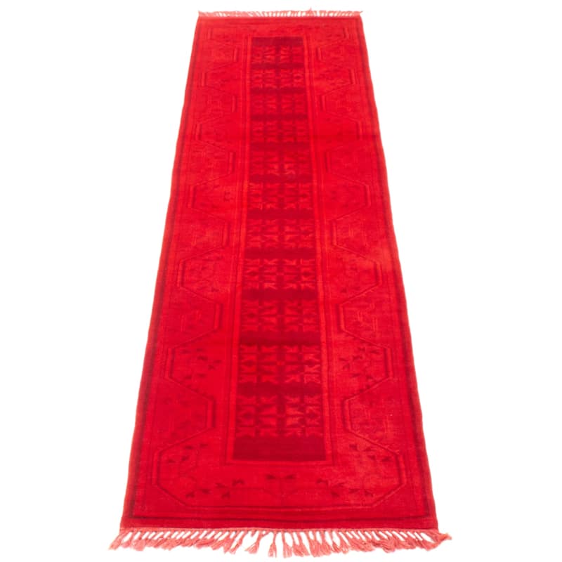 ECARPETGALLERY Hand-knotted Color Transition Red Wool Rug - 2'8 x 10'0