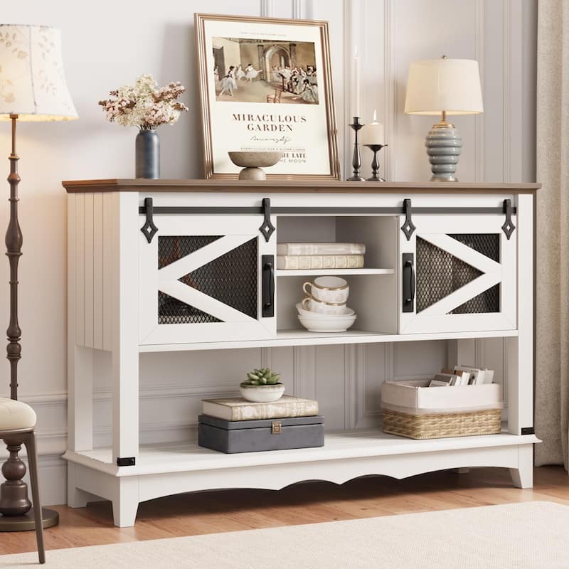 46" Entryway Table with Sliding Barn Doors