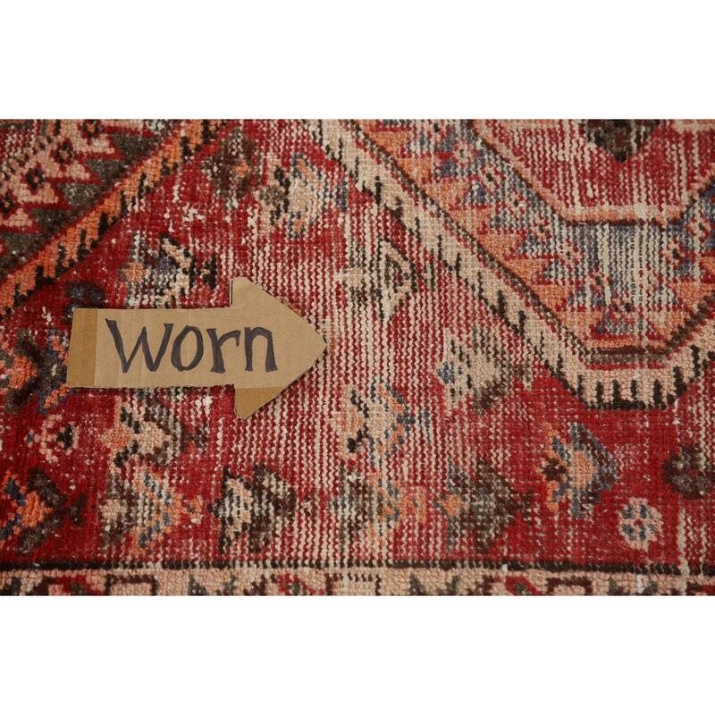 Distressed Bakhtiari Persian Vintage Rug Handmade Red Wool Carpet - 4'10"x 9'10"