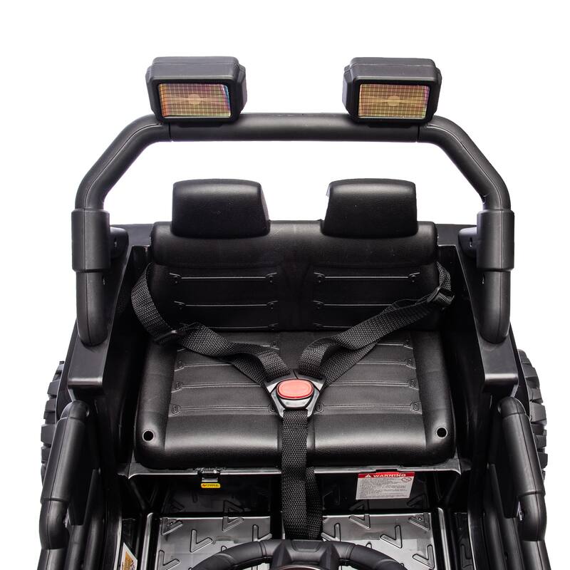 Black Ride on Truck Car with Removable Steering Wheel, Electric Car for Kids with LED Lights, Battery Powered Electric Car