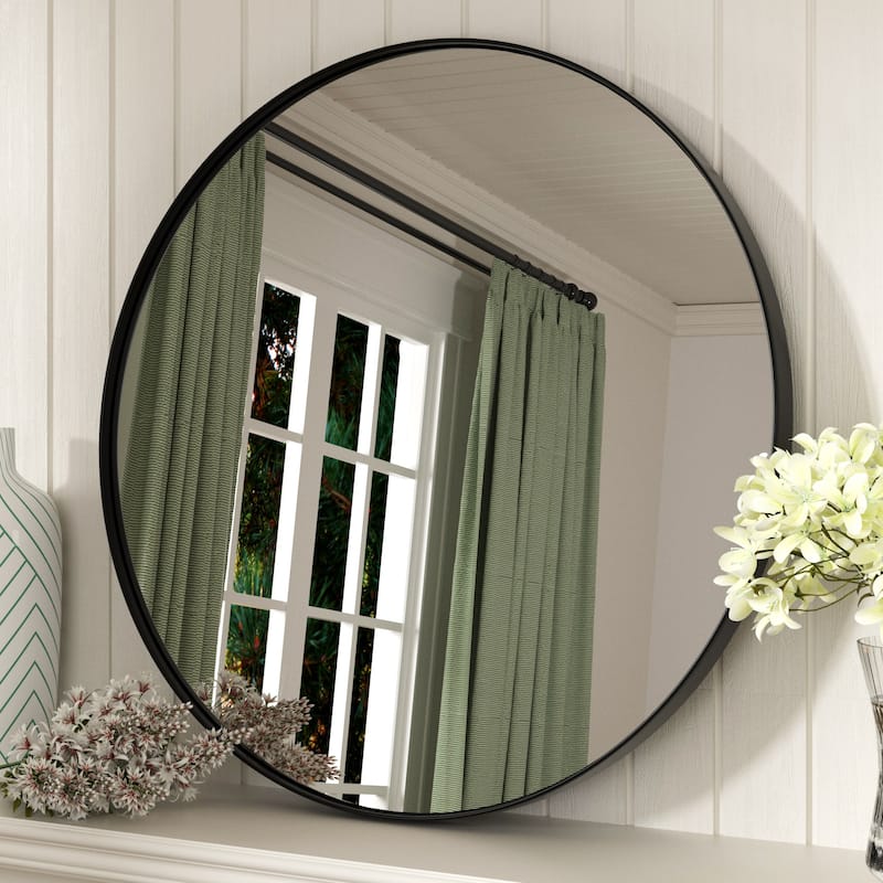 Modern Round Metal Frame Wall Mirror for Bathroom Vanity