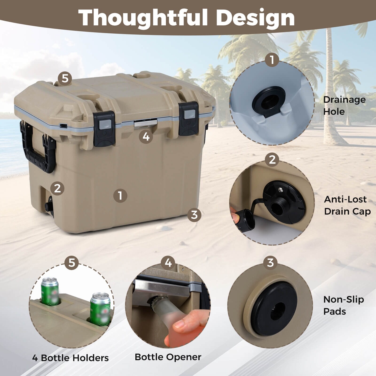 Costway 53 QT Ultra-Light Injection Molded Cooler with 2 Handles