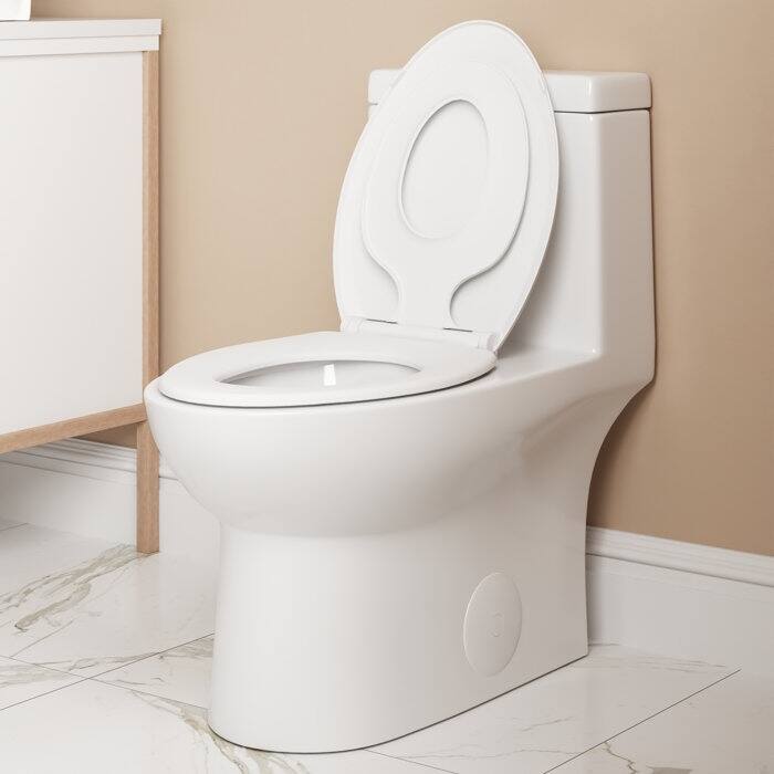 DeerValley Elongated One Piece Toilet with Potty Training Seat Dual Power Flush Toilet 1.1/1.6 GPF - N/A - White