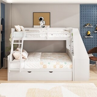 Modern Twin over Full Bunk Bed with Trundle and Built-in Desk - Bed ...
